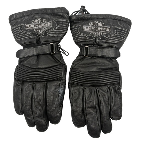 Harley Davidson Men's Black Leather Motorcycle Gloves Gore-Tex Insert Size M
